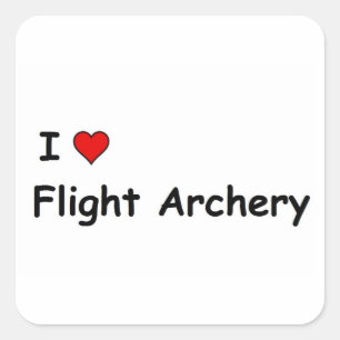 I Liebe Flight Bogenschießen Quadratischer Aufkleber
