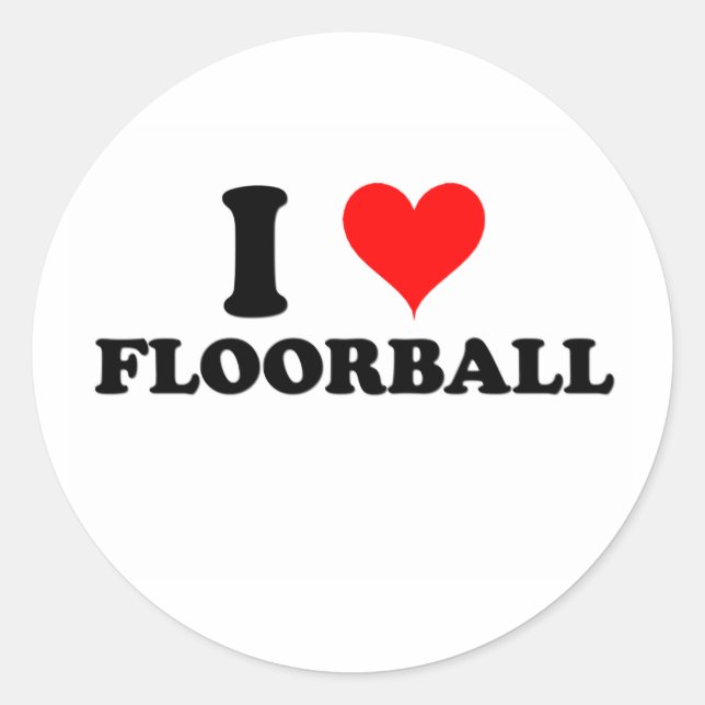 I Liebe Floorball Runder Aufkleber (Vorderseite)