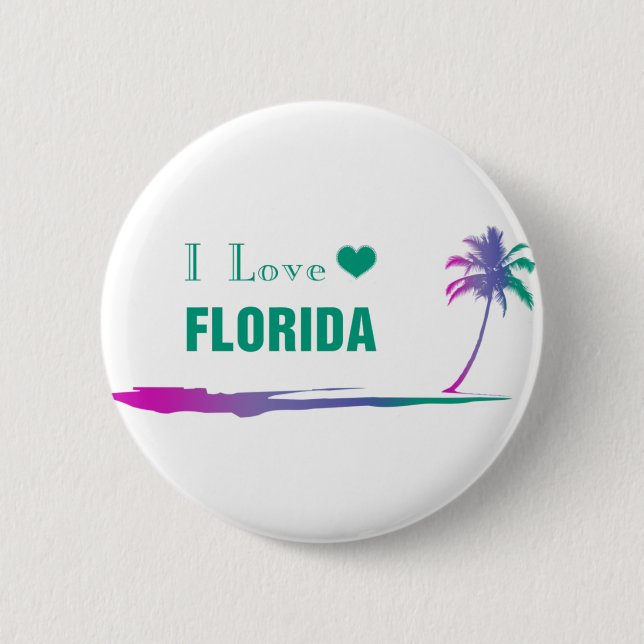 I Liebe Florida farbenfroh grün Button (Vorderseite)