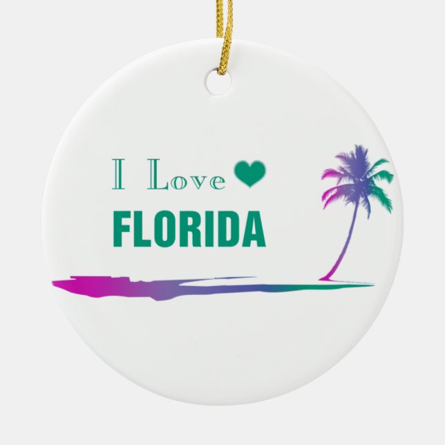 I Liebe Florida farbenfroh grün Keramik Ornament (Vorne)