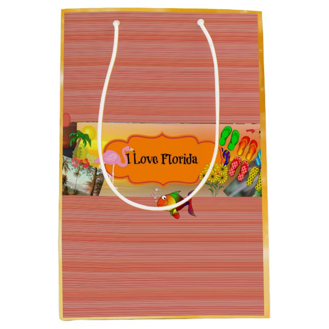 I Liebe Florida, farbige Collage Mittlere Geschenktüte (Vorderseite)