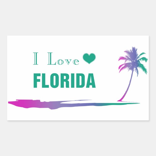 I Liebe Florida farbige grüne rechteckige Aufklebe Rechteckiger Aufkleber (Vorderseite)