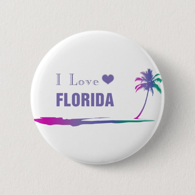 I Liebe Florida Farbige Lila Button (Vorderseite)
