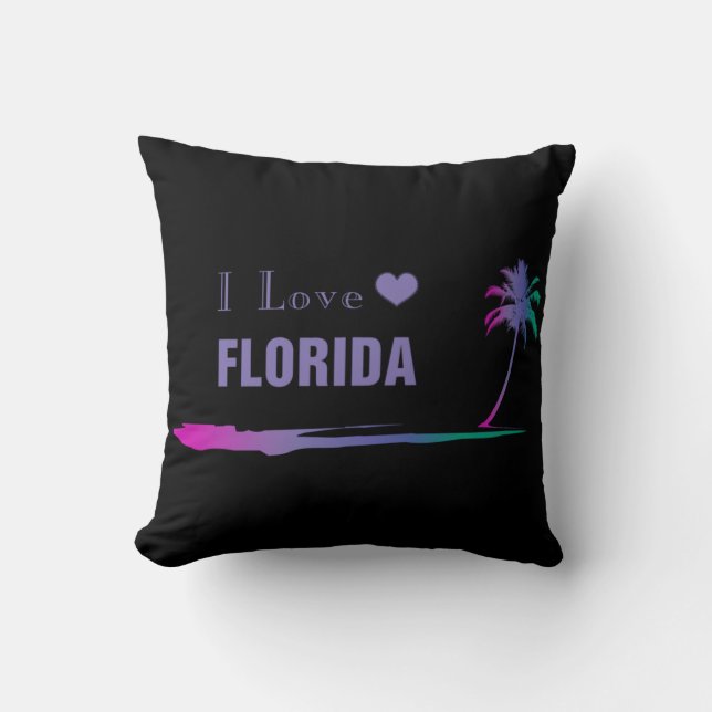 I Liebe Florida Farbige Lila Kissen (Vorderseite)