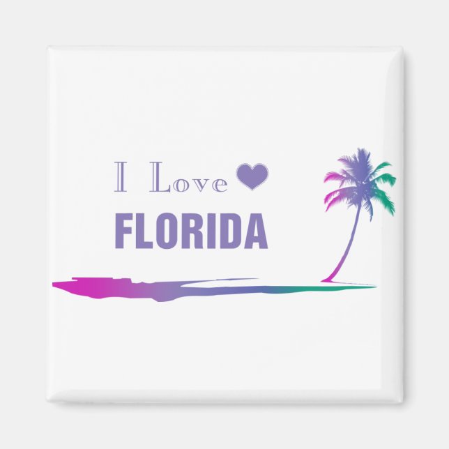 I Liebe Florida Farbige Lila Magnet (Vorne)