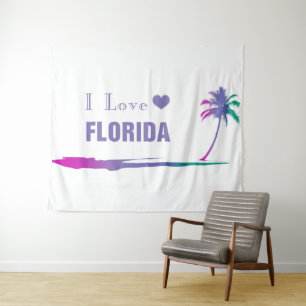 I Liebe Florida Farbige Lila Wandteppich