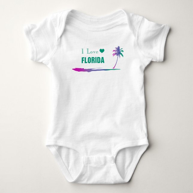 I Liebe Florida farbiger grüner Baby Bodysuit Strampler (Vorderseite)