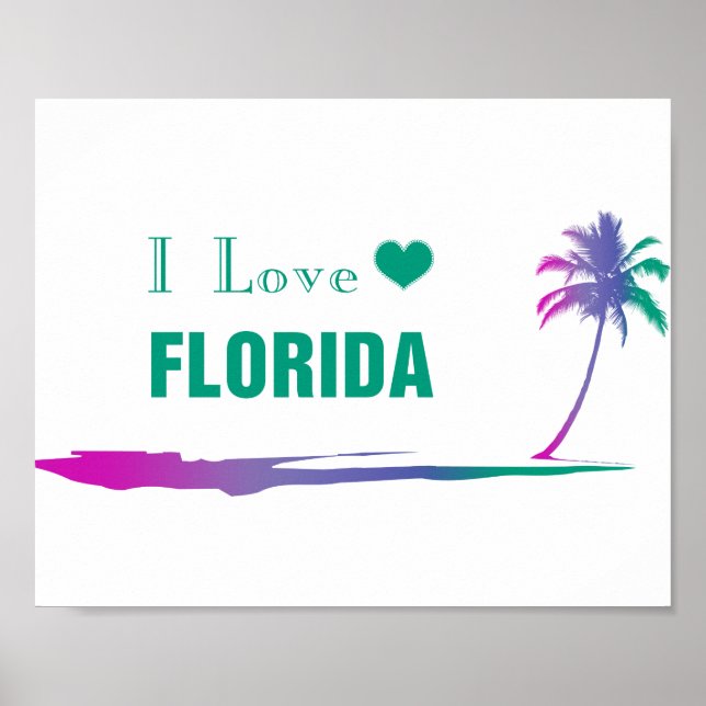 I Liebe Florida farbiges grünes Poster (Vorne)