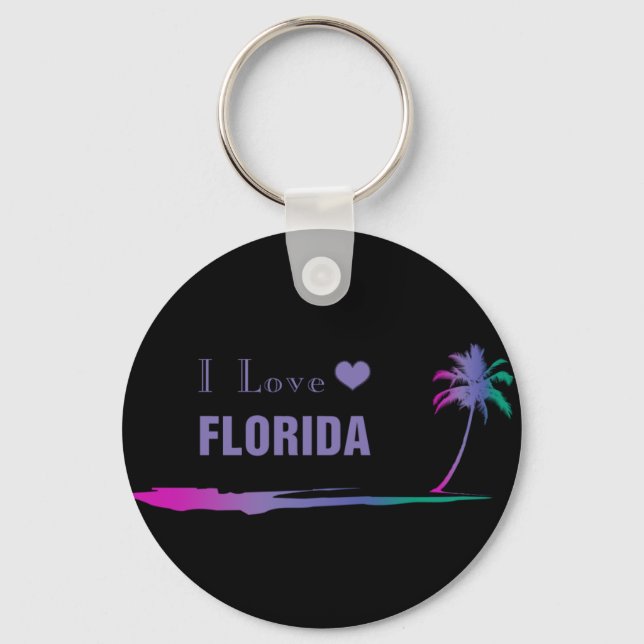 I Liebe Florida Farbvoller Lila Schlüsselanhänger (Vorderseite)