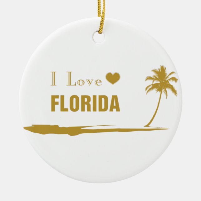 I Liebe Florida Gold Keramik Ornament (Vorne)