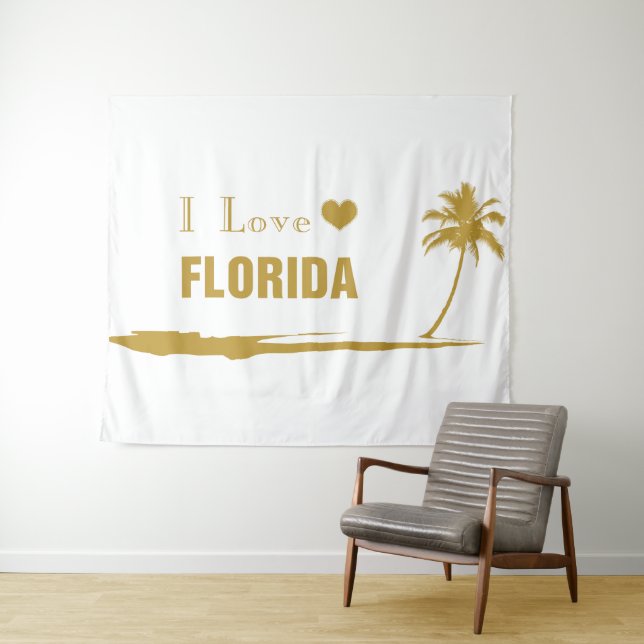 I Liebe Florida Gold Wandteppich (Beispiel (Horizontal))