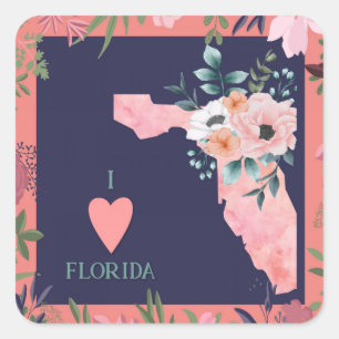 I Liebe Florida Quadratischer Aufkleber
