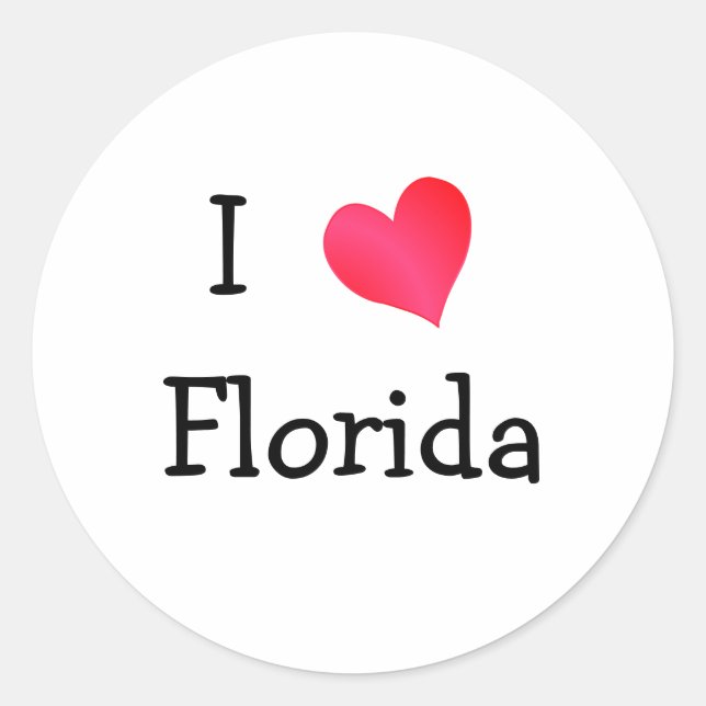 I Liebe Florida Runder Aufkleber (Vorderseite)