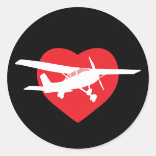 I Liebe-Flugzeuge Runder Aufkleber