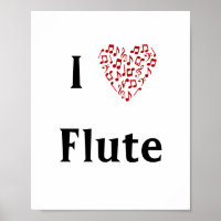 I Liebe Flute Rotes Herz Musiknoten