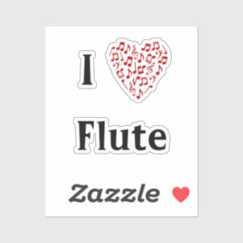 I Liebe Flute Rotes Herz Musiknoten Vinyl Aufkleber