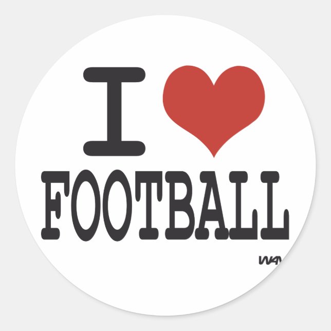 I LIEBE FOOTBALL RUNDER AUFKLEBER (Vorderseite)
