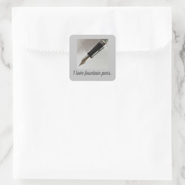 I Liebe Fountain Pens Quadratischer Aufkleber (Tasche)