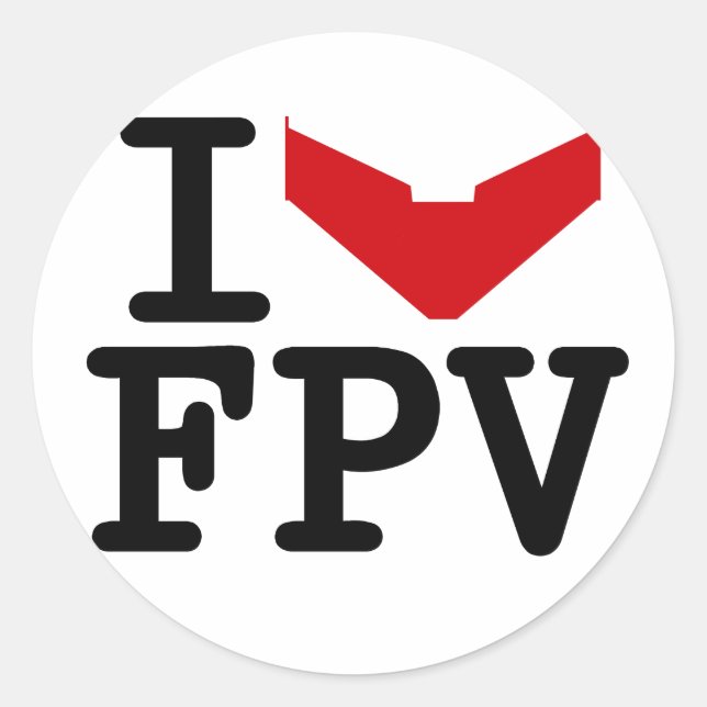 I Liebe FPV Runder Aufkleber (Vorderseite)
