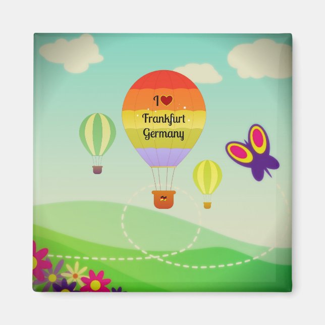 I Liebe Frankfurt Deutschland Heißluftballon Magnet (Vorne)