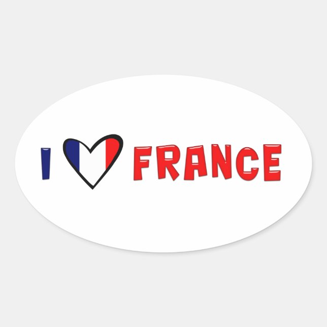 I Liebe Frankreich Ovaler Aufkleber (Vorderseite)