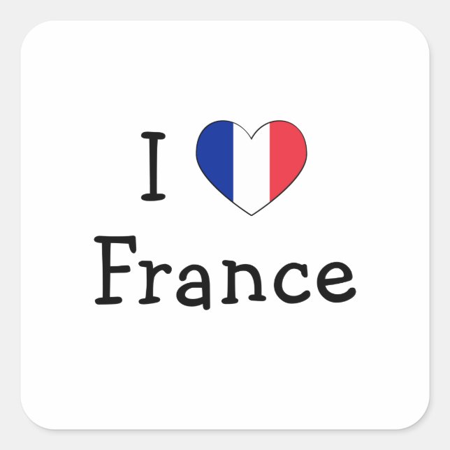 I Liebe Frankreich Quadratischer Aufkleber (Vorderseite)