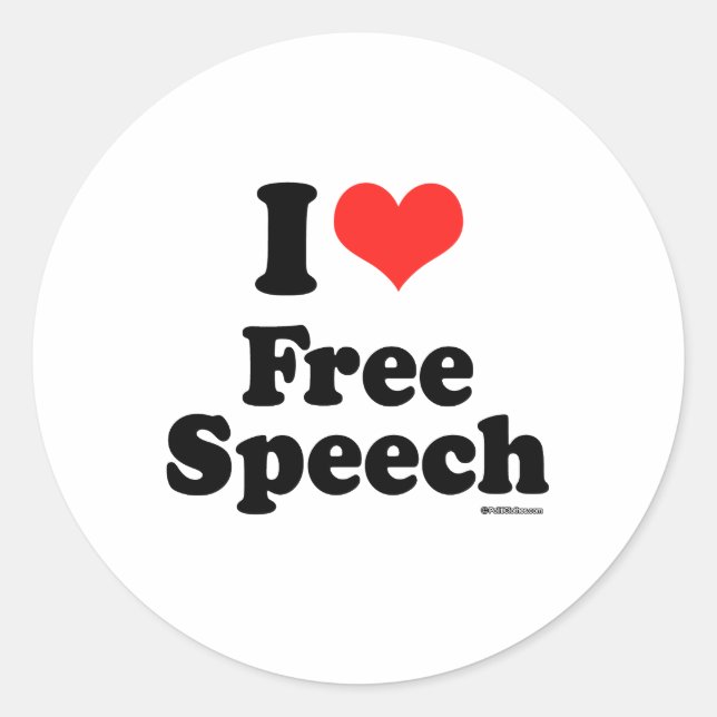 I LIEBE FREE REDE RUNDER AUFKLEBER (Vorderseite)