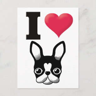 I Liebe French Bulldog/Boston Terrier Postkarte