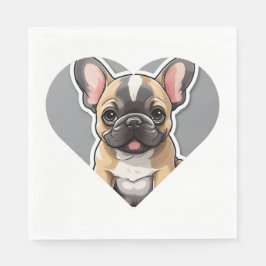 I LIEBE FRENCH BULLDOGS Niedlicher Cartoon Welpe i Serviette