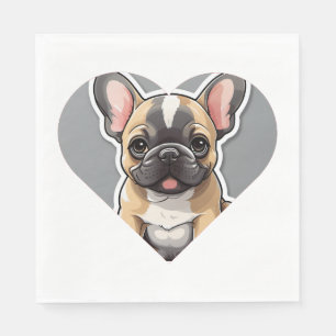 I LIEBE FRENCH BULLDOGS Niedlicher Cartoon Welpe i Serviette
