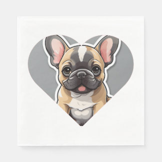 I LIEBE FRENCH BULLDOGS Niedlicher Cartoon Welpe i Serviette