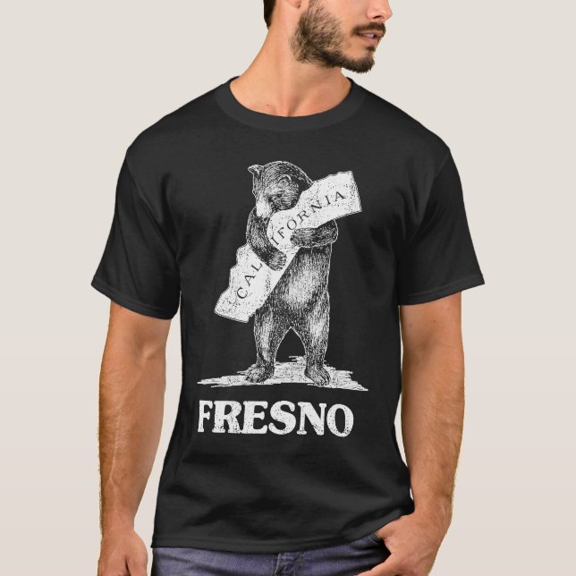 I Liebe Fresno California Bären umarmt Kalifornien T-Shirt (Vorderseite)