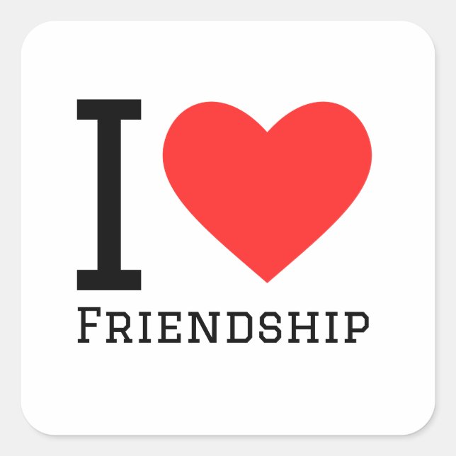 I Liebe Freundschaft Quadratischer Aufkleber (Vorderseite)