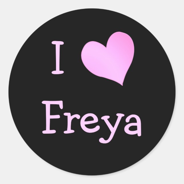 I Liebe Freya Runder Aufkleber (Vorderseite)