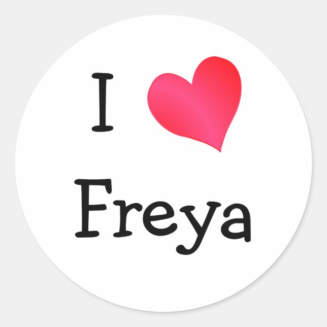 I Liebe Freya Runder Aufkleber (Vorderseite)