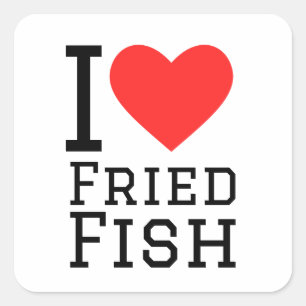 I Liebe Frittierfisch Quadratischer Aufkleber