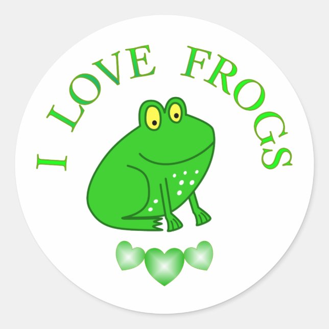 I Liebe Frogs Runder Aufkleber (Vorderseite)