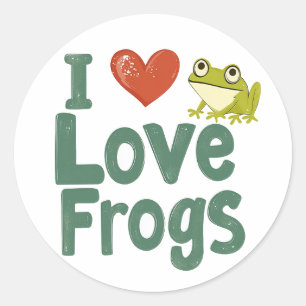 I Liebe Frogs Runder Aufkleber
