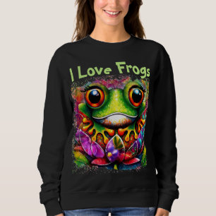 I Liebe Frogs Whimsical Abstrakt Painting Art Sweatshirt