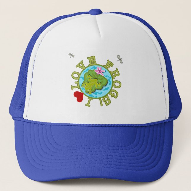 I Liebe-Frosch-T-Shirts und Geschenke Truckerkappe (Vorderseite)