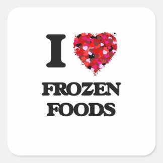 I Liebe Frost Foods Quadratischer Aufkleber
