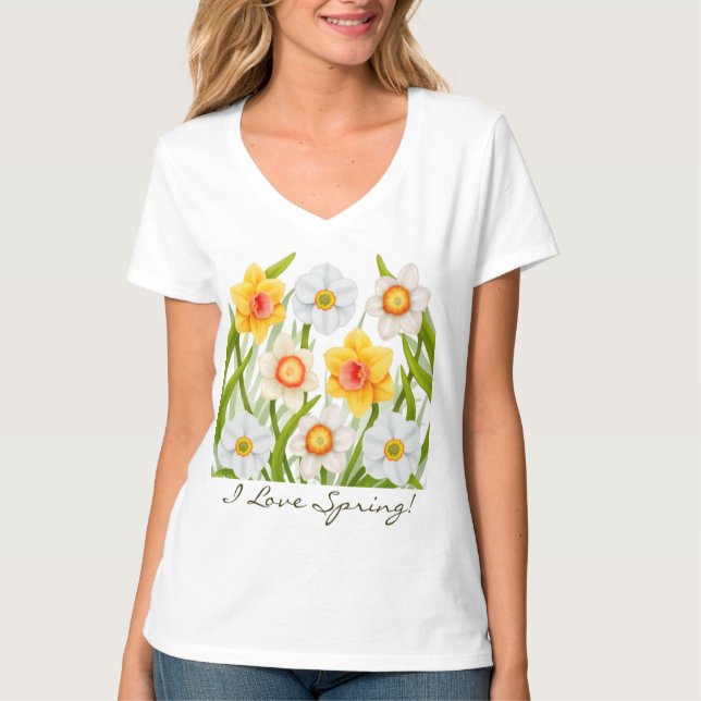 I Liebe-Frühlings-Narzissen-T - Shirt (Vorderseite)