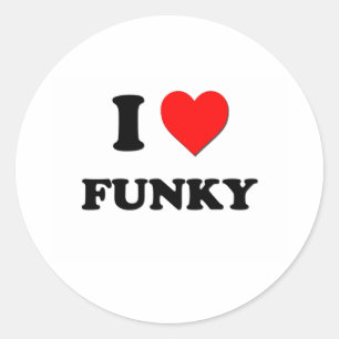 I Liebe Funky Runder Aufkleber
