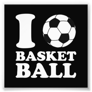 I Liebe-Fußball-Ball-Basketball Fotodruck