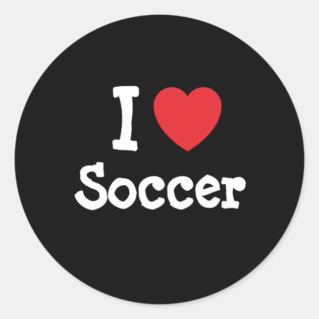 I Liebe Fußball-Herz-Brauch personalisiert Runder Aufkleber (Vorderseite)