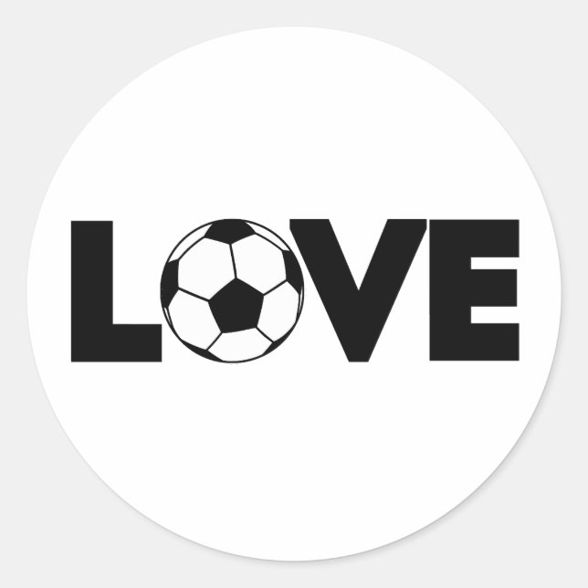 I Liebe Fußball mit schwarzem Text Runder Aufkleber (Vorderseite)
