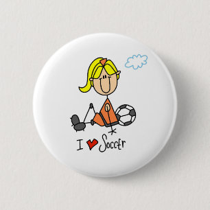 I Liebe-Fußball-Strichmännchen-Knopf Button