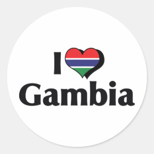 I Liebe Gambia Flag Runder Aufkleber
