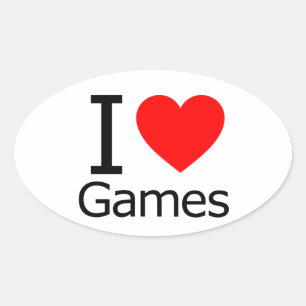 I Liebe Games Ovaler Aufkleber
