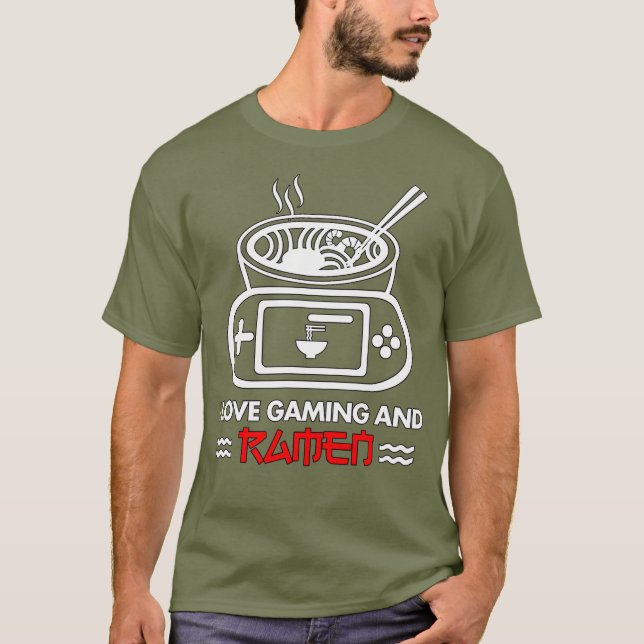 I Liebe Gaming und Ramen T-Shirt (Vorderseite)